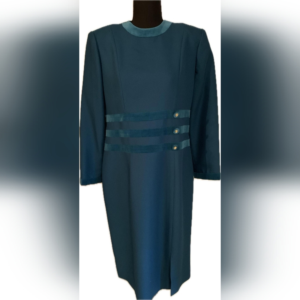 Heury Lee Vintage Dark Jade Green Dress Size 8 Petite (8P)